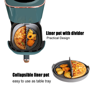 Ensemble d'accessoires pour friteuse à <span class=keywords><strong>air</strong></span> 6 en 1 en silicone - Revêtements ronds antiadhésifs résistants à la chaleur de <span class=keywords><strong>qualité</strong></span> alimentaire avec séparateur, gants, pinces, brosse à huile - Product Image 1