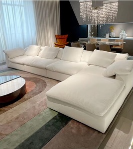 リビングルームソファ<span class=keywords><strong>2</strong></span>/<span class=keywords><strong>3</strong></span>/4シートモジュラー断面,イタリアンスタイルクラウドダウンファブリックソファ - Product Image 5