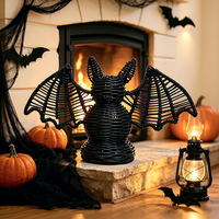 Panier de rangement multi-usages tissé à la main, écologique, avec motif chauve-souris sur le thème d'Halloween, pour salon, cuisine et entrée