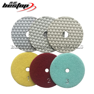 Bestop 4 İnç 100mm Petek Yapılı Kuru/Islak 3 Adımlı Beyaz Bağlantılı Elmas Aşındırıcı Parlatma Pedi - Product Image 6
