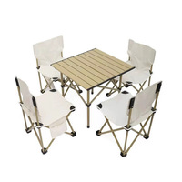 Ensemble table et chaises pliantes modernes d'extérieur, table portable à plateau intégré, bureau de repas, pique-nique, camping, barbecue, cuisine