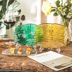 Assiette de service en verre coloré OEM, faite à la main, moderne, de luxe, carrée, pour les fêtes, les restaurants, les dîners, la vaisselle - Product Image 5