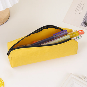 Estuche minimalista con cremallera para lápices, estuche duradero para bolígrafos, bolsa de papelería de gran capacidad, color caramelo, uso escolar y de oficina - Product Image 3