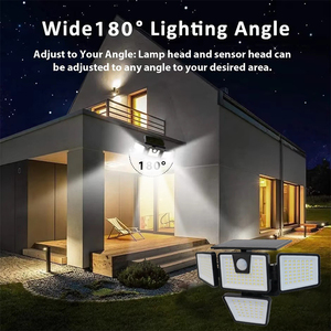 屋外192LED <span class=keywords><strong>4</strong></span>灯式ソーラーガーデンランプ 防水 庭園モーションセンサー ソーラーセキュリティウォールライト 家庭用 - Product Image 5