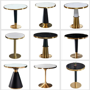 Lusso moderno tavolo da pranzo in marmo sinterizzato dorato <span class=keywords><strong>per</strong></span> caffè bistrot Bar Coffee Shop <span class=keywords><strong>ristoranti</strong></span> uso esterno Hotel - Product Image 3