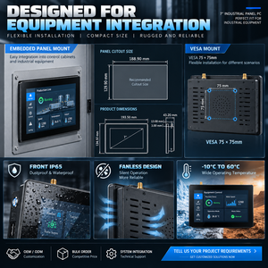 คอมพิวเตอร์อุตสาหกรรมหน้าจอสัมผัสขนาด 7 นิ้ว Intel Industrial Panel PC J1900 J6412 Core i3 i5 i7 แบบไม่มีพัดลม HMI สำหรับระบบอัตโนมัติในโรงงาน - Product Image 6