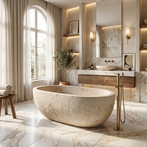 อ่างอาบน้ำสั่งทำพิเศษสุดหรูหราทันสมัย ExclusiveGold Ma / หินแกรนิตสีเหลืองทอง อ่างอาบน้ำแบบลอยตัว สำหรับห้องน้ำ วิลล่า โรงแรม บ้าน - Product Image 5