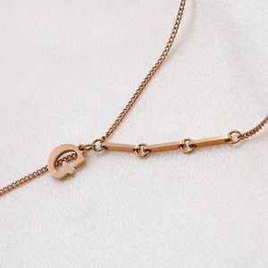 Rose Gold Letter G Pendant Necklace Women's Clavicle Chain Simple Round Bead Everyday Wear - Product Image 2