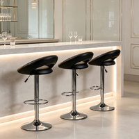 Tabourets de bar pivotants noirs confortables, hauteur réglable, chaise de comptoir avec repose-pieds chromé pour cuisine, bar, pub, club, réception