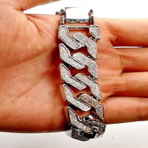 Pulsera de Eslabones Cubanos de Moissanita de Alta Calidad, Plata de Ley 925, Joyería Unisex para Ocasiones Especiales - Product Image 3