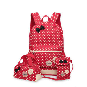 Custom High Quality Rucksack Backpack Polka Dot Printing <b>School</b> Bag Canvas <b>Pencil</b> Bag Three Bag Set <b>School</b> Backpack Teenage - Product Image 5