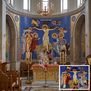 Mosaïque murale religieuse personnalisée en verre, motif Jésus Vierge Marie, pour église et cathédrale - Product Image 1