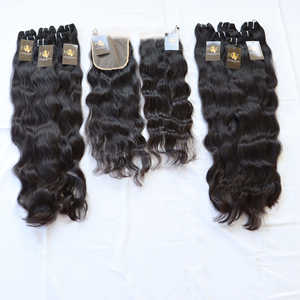 Mèches indiennes naturelles, ondulées, lisses, avec Lace Closure Hd - Product Image 1