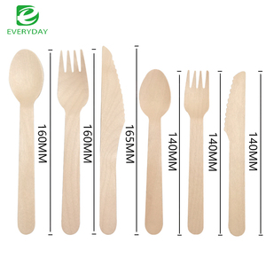 EVERYDAY Natural Birch Wood Biodegradable Disposable Cutlery 160mm 140mm Wooden <strong>Spoon</strong> <strong>Knife</strong> <strong>Fork</strong> <strong>Set</strong> - Product Image 6