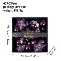 Ensemble de 42 boules de Noël violettes de 8 cm, faites à la main, finition brillante et mate, incassables, décorations pour l'arbre de Noël