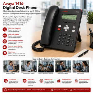Téléphone de bureau numérique Avaya 1416, téléphone professionnel multi-lignes pour IP Office avec écran LCD, prise en charge multilingue - Product Image 4