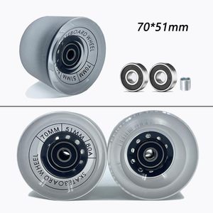 Roues de <span class=keywords><strong>longboard</strong></span> LOOEEL 70 mm 80A avec roulements ABEC-9, entretoises, vis et boulons - transparentes givrées pour longboards - Product Image 6