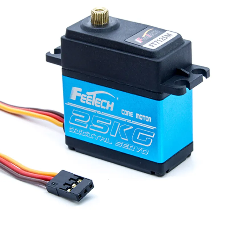 Feetech Mesin Pengemasan Makanan Servo Penuh 8.4V 25KG Servo Robotik Digital Biru Tahan Air untuk Truk Buggy Mobil RC