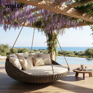 Chaise suspendue en osier robuste pour piscine de complexe hôtelier, mobilier de bord de piscine commercial - Product Image 3