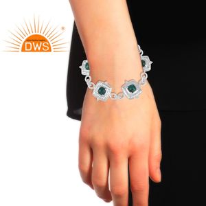 Pulsera de piedras preciosas tibetanas turquesas, pulsera de plata 925 de diseño martillado indio para niñas, fabricante de joyería - Product Image 3