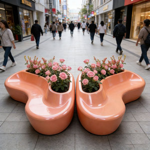 B86 Minimalist Gym Corridor FRP Benches Special-Shaped Long Shopping Mall Rest Seat Combinations Flower Pot Ornaments Artistic - Product Image 4
