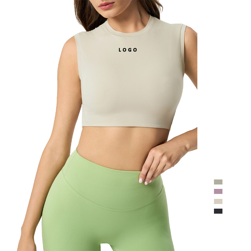 Wholesale Running Yoga Top for Women Fitness Yoga Wear Sports Bra Round Neck Breathable Gym Tank Top