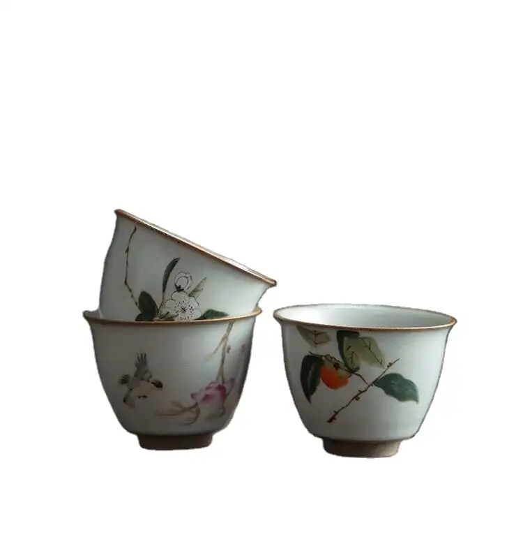 Tasse à thé Ruya Antique en porcelaine, peut être levé, style lune, blanc, Ru, grande tasse à thé