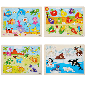 Giocattolo educativo per bambini 3D legno intelligente <span class=keywords><strong>Pegged</strong></span> set giocattolo per la prima infanzia animale marino frutta verdura partita divertente Puzzle - Product Image 5