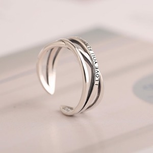 Anello Regolabile da Donna in Rame Stile Retrò con Croce e Lettere Inglesi Intrecciate, Design Semplice e di Tendenza - Product Image 4