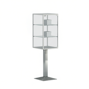 Vitrine encadrée en aluminium 43x43x161cm, verre trempé blanc, étagères réglables en hauteur, présentoir verrouillable - Product Image 2
