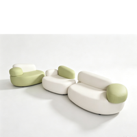 Ensemble de canapés modernes incurvés et modulaires, canapé sectionnel irrégulier avec coussins en forme de galets pour appartement, hôtel, salle d'attente
