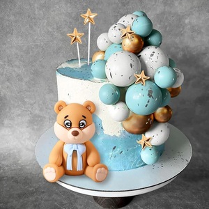 Conjunto de Decorações para Bolos com 21 Peças, Ornamentos de Urso de Pelúcia e Estrelas em Material Plástico para Festas de Chá de Bebê Menino/Menina - Product Image 3