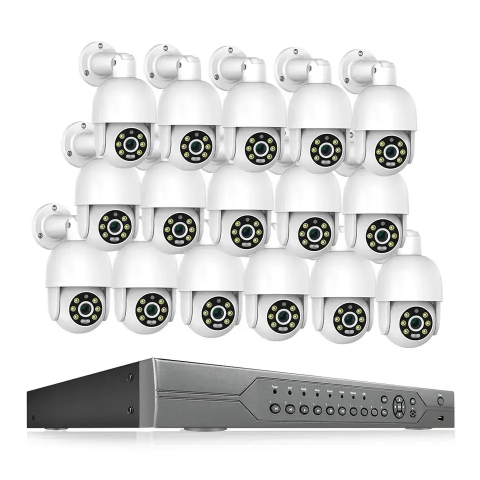 16CH 8MP Poe מצלמה מערכת Poe Nvr ערכת 4K אוטומטי מעקב CCTV PTZ מעקב אבטחת מצלמה מערכת