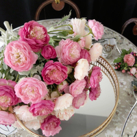 Bunga Sutra Buatan Tangan 3 Kepala Lotus Ranunculus Peony-Dekorasi Hari Ibu & Tahun Baru Imlek