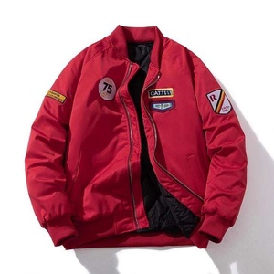 Venta al por mayor de encargo de los hombres chaqueta de bombardero Otoño Invierno grueso cálido bordado cremallera abrigo gordo gran tamaño hombre chaqueta de vuelo - Product Image 3