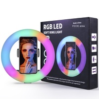 8-Zoll RGB Live-Licht Buntes Netz-Rot-Fotografie-LED-Ringlicht Pferderennen-Zusatzlicht für Film-TV-Atmosphäre Augenschonendes Plastik