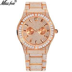 Men's Hip-hop Style Diamond-studded Luxury <b>Square</b>-shaped Large <b>Watch</b> <b>Face</b> Waterproof Quartz <b>Watch</b> - Product Image 2