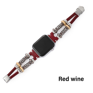 Applicable <span class=keywords><strong>pour</strong></span> <span class=keywords><strong>Apple</strong></span> <span class=keywords><strong>Watch</strong></span> 7 38/40/42/44/41/45mm Bracelet de montre Bracelet de style ethnique Bracelet en cuir - Product Image 4