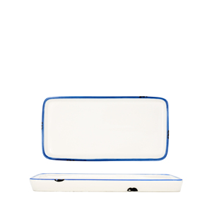 Vassoio per Ravanelli 18x9 Cm Bianco con Bordo Blu per Servire Piatti - Product Image 3