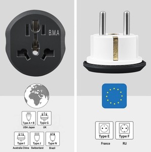 Adaptateur de Voyage Standard 16A USA US AU UK Britannique vers UE Eu Euro Europe Français Allemand Coréen Prise Convertisseur avec Soupape de Sécurité - Product Image 3