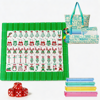 Ensemble de Mahjong Américain de Noël de Luxe Moderne et Écologique en Gros – 160 Tuiles Acryliques + Tapis + 4 Supports + Sac Étanche + Dés