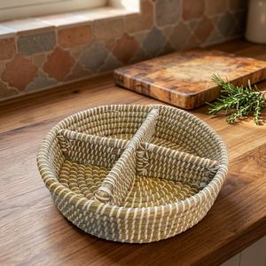 Panier de rangement rond en jonc de mer tressé, bol de service festonné en osier, organisateur de fruits et de pain pour la maison, la cuisine et l'hôtel - Product Image 5