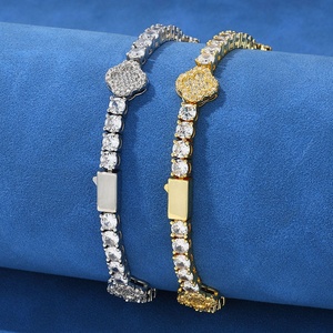 Pulsera <span class=keywords><strong>de</strong></span> tenis Hiphop unisex con circonita cúbica pavé y trébol <span class=keywords><strong>de</strong></span> la suerte, chapada en oro <span class=keywords><strong>de</strong></span> 14K, hipoalergénica, delicada, con cadena <span class=keywords><strong>de</strong></span> trébol <span class=keywords><strong>de</strong></span> 4 <span class=keywords><strong>hojas</strong></span>, para uso diario - Product Image 1