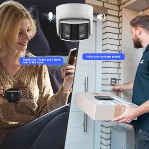 ANPVIZ POE IP-Kamera CCTV 6MP Panorama kamera mit zwei Objektiven 180-Grad-Bild Erkennung von Menschen/Fahrzeugen Ton-und Blitz alarm 2-Wege-Gespräch