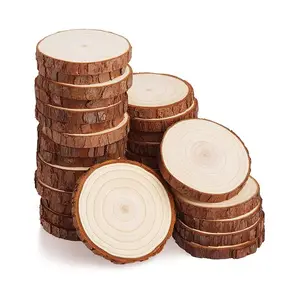 INTODIY Disco de madeira de pinho natural redondo inacabado ecológico, fatias de madeira para artesanato DIY