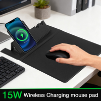 Tapis de souris pour ordinateur portable en cuir avec support pour téléphone et stylo, tapis de souris pliable pour la maison/l'école/le bureau