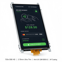 شاشة LCD TFT IPS مدمجة مقاومة للأشعة فوق البنفسجية مقاس 5.0 بوصة بدقة 720×1280 عالية الوضوح وسطوع 400 شمعة/م2 مع واجهة MIPI، تعمل في درجات حرارة من -20 إلى +60 درجة مئوية، مناسبة لأجهزة التحكم في الأسطول والاستخدام الخارجي