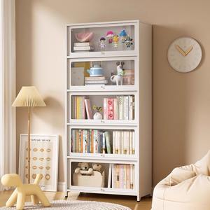 Bibliothèque Iyanen Enon FGSG 1 avec porte en verre et acier, armoire de rangement autoportante avec panneau arrière, étagère multi-niveaux - Product Image 5