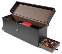 Boîte cadeau en bois rectangulaire faite à la main pour vin, pour cérémonie de mariage - 35x20x15cm, étui rigide, vente en gros, marque WonderfulPack