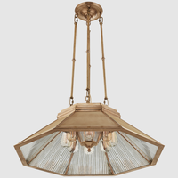 Lustre suspendu en verre à huit panneaux vintage américain Yihao Kitchen Home Decor, éclairage LED, luminaire linéaire en laiton, luminaire suspendu au plafond